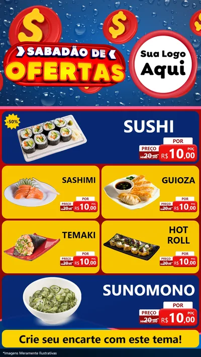 Modelo de TV para TV Vertical com o tema Sabadão de Ofertas para Comida japonesa
