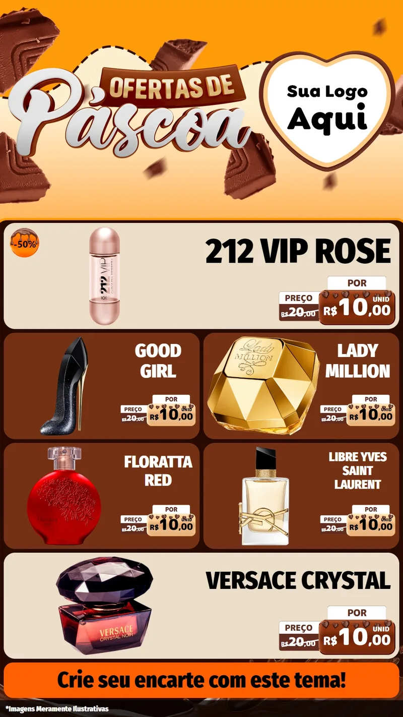 Modelo de TV para TV Vertical com o tema Ofertas de Páscoa para Perfumes