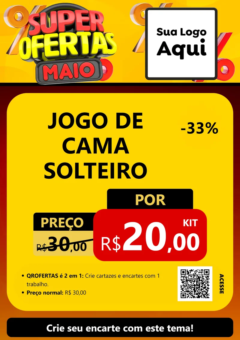 Modelo de Cartaz para Cartaz A4 Vertical com o tema Super Ofertas Maio para Cama, Mesa e Banho