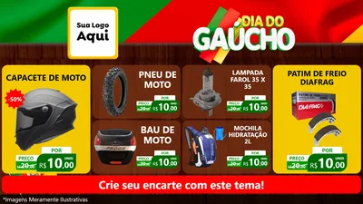 Modelo de TV para TV Horizontal com o tema Dia do Gaúcho para Moto peças