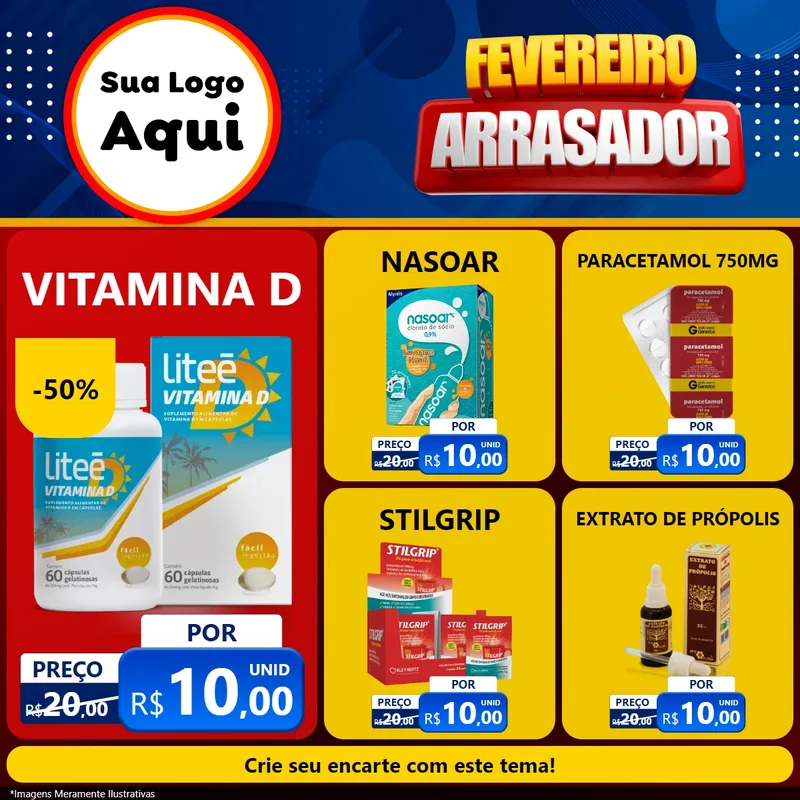 Modelo de Rede Social para Feed Facebook com o tema Fevereiro Arrasador para Farmácia