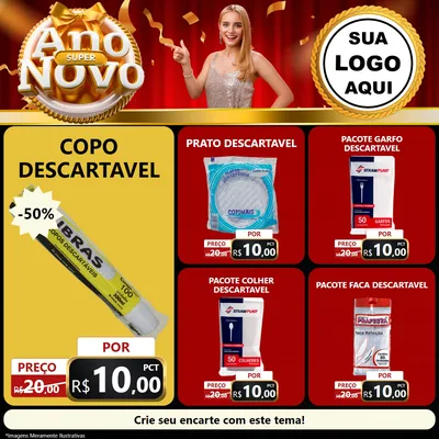 Modelo de Rede Social para Feed Facebook com o tema Super Ano Novo para Embalagens