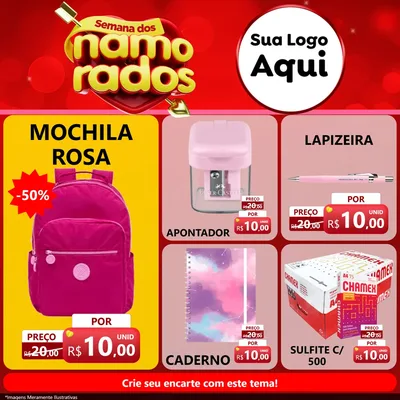 Modelo de Rede Social para Feed Facebook com o tema Semana dos namorados para Papelaria