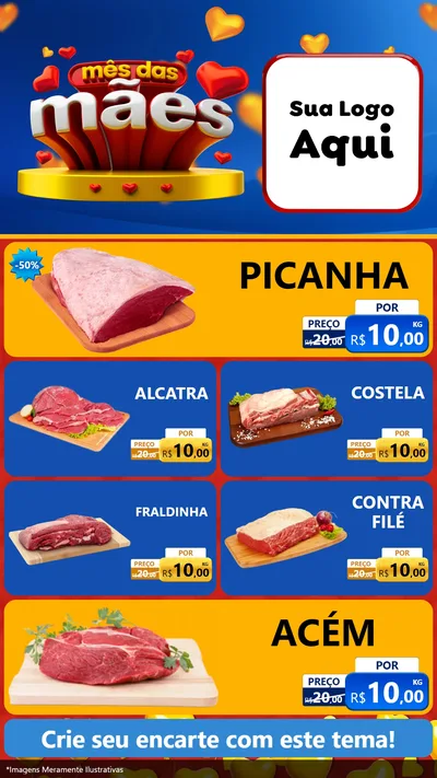 Modelo de TV para TV Vertical com o tema Mês das Mães para Açougue