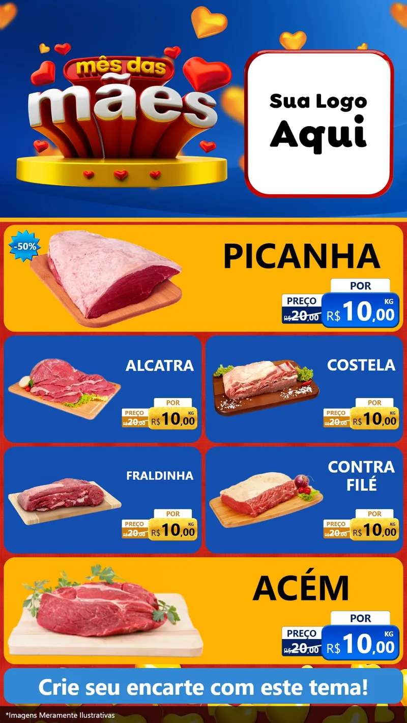Modelo de TV para TV Vertical com o tema Mês das Mães para Açougue