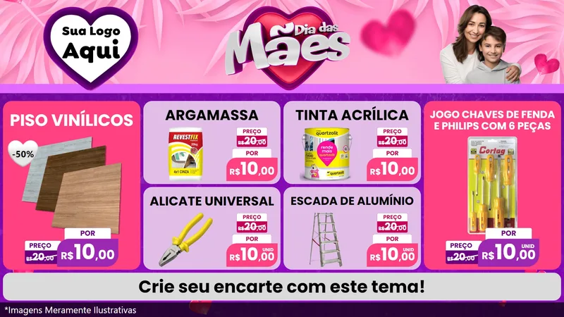 Modelo de TV para TV Horizontal com o tema Dia das Mães para Material para Construção