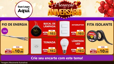 Modelo de TV para TV Horizontal com o tema Promoção de Aniversário para Materiais Elétricos