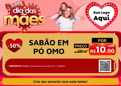 Modelo de Cartaz para Cartaz A4 Horizontal com o tema Super Dia Das Mães para Produtos de Limpeza