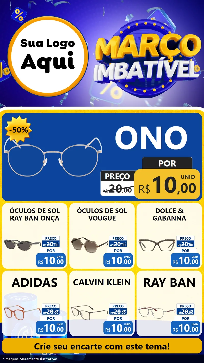 Modelo de Rede Social para Stories com o tema Março Imbatível para Óticas