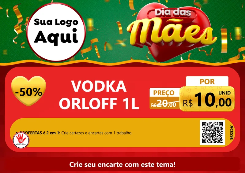 Modelo de Cartaz para Cartaz A4 Horizontal com o tema Dia das Mães para Distribuidora de bebidas