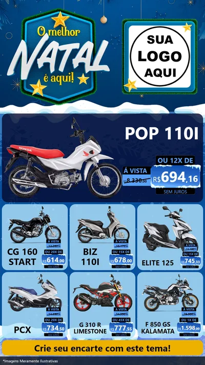 Modelo de Rede Social para Stories com o tema O Melhor Natal É Aqui! para Concessionaria de Motos