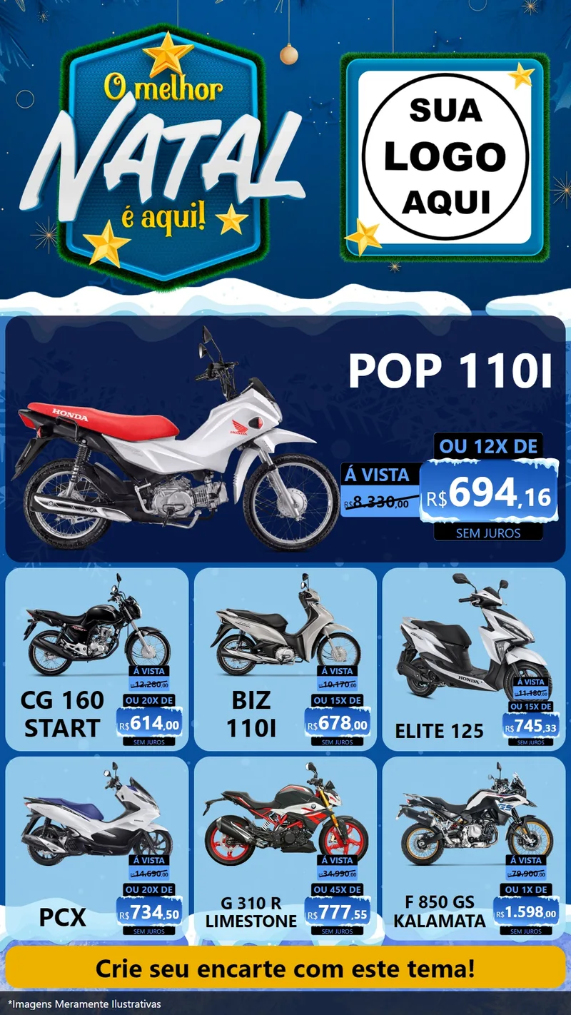 Modelo de Rede Social para Stories com o tema O Melhor Natal É Aqui! para Concessionaria de Motos
