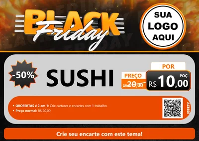 Modelo de Cartaz para Cartaz A4 Horizontal com o tema Black Friday para Comida japonesa