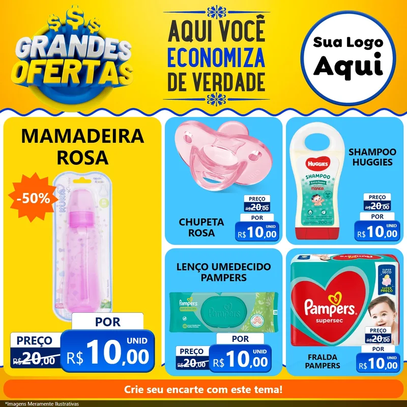Modelo de Rede Social para Feed Facebook com o tema Grandes Ofertas para Bebês