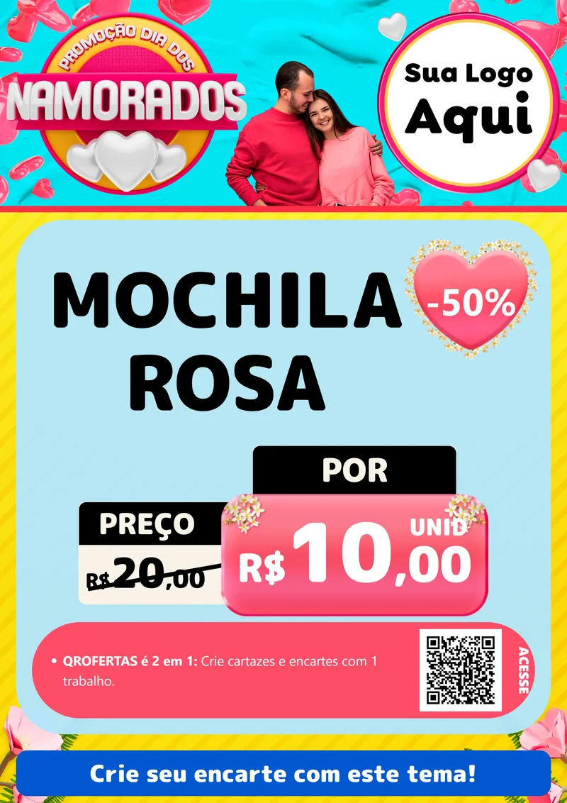 Modelo de Cartaz para Cartaz A4 Vertical com o tema Promoção Dia dos Namorados para Papelaria