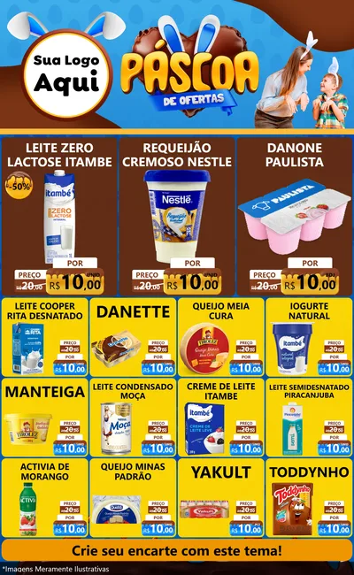 Modelo de Encarte para Encarte Grande com o tema Páscoa de Ofertas para Frios e Laticínios