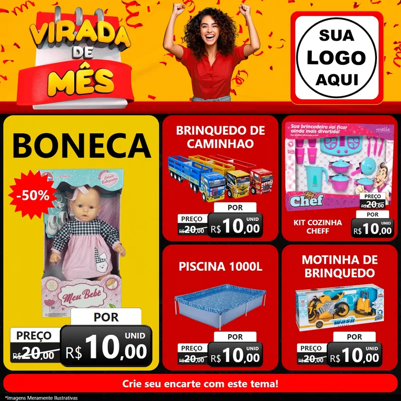 Modelo de Rede Social para Feed Facebook com o tema Virada de Mês para Brinquedos