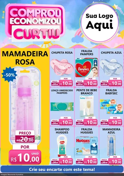Modelo de Encarte para Encarte A4 Vertical com o tema Comprou economizou curtiu para Bebês