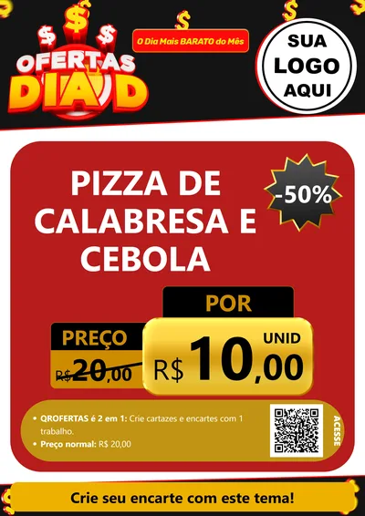 Modelo de Cartaz para Cartaz A4 Vertical com o tema Ofertas Dia D para Pizzaria