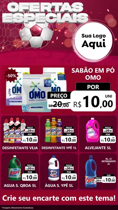 Modelo de Rede Social para Stories com o tema Ofertas Especiais - Futebol para Produtos de Limpeza