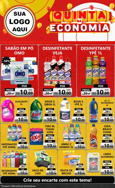 Modelo de Encarte para Encarte Grande com o tema Quinta da Economia para Produtos de Limpeza