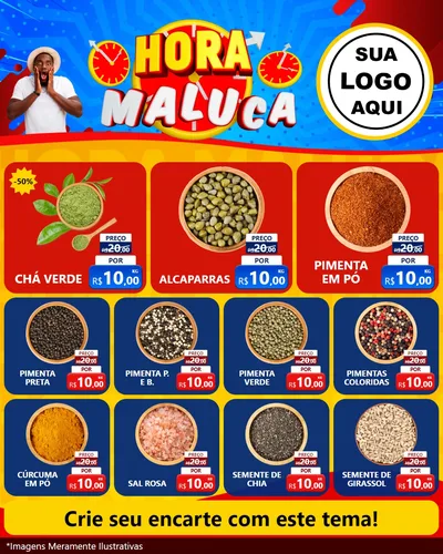 Modelo de Rede Social para Feed Instagram com o tema Hora Maluca para Produtos Naturais