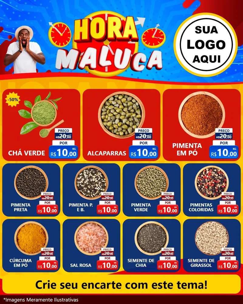 Modelo de Rede Social para Feed Instagram com o tema Hora Maluca para Produtos Naturais