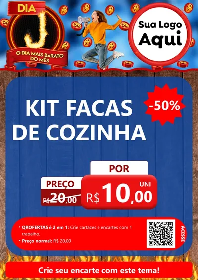 Modelo de Cartaz para Cartaz A4 Vertical com o tema Dia J - O Dia Mais Barato Do Mês para Utilidades Domésticas