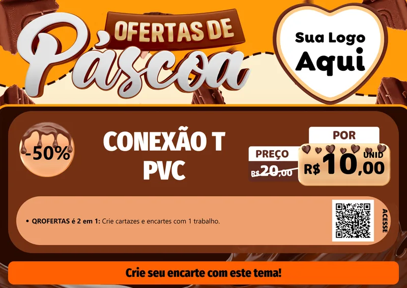 Modelo de Cartaz para Cartaz A4 Horizontal com o tema Ofertas de Páscoa para Tubos e conexões