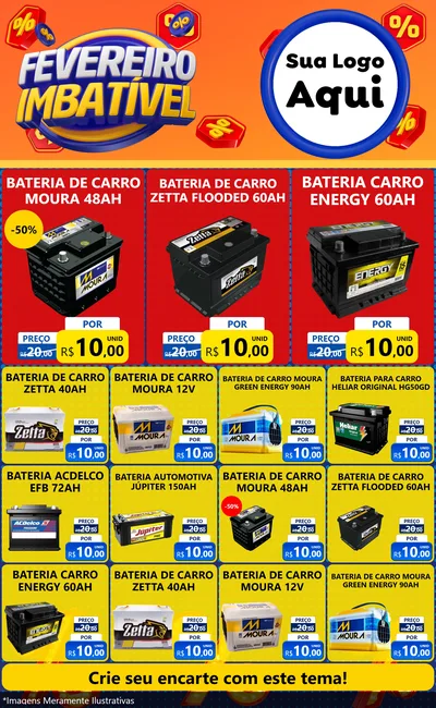 Modelo de Encarte para Encarte Grande com o tema Fevereiro Imbatível para Baterias Elétricas