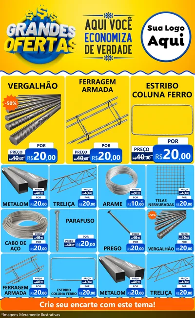 Modelo de Encarte para Encarte Grande com o tema Grandes Ofertas para Ferragens