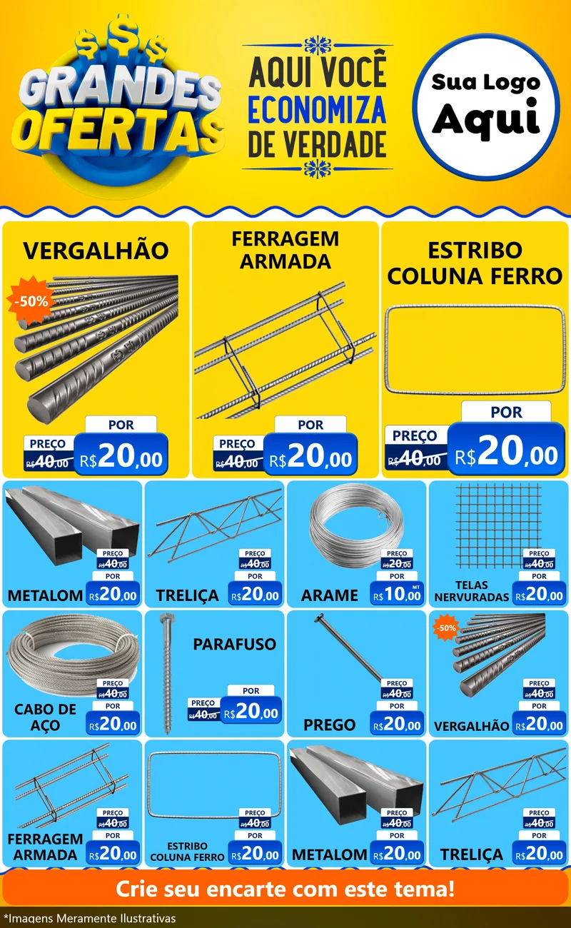 Modelo de Encarte para Encarte Grande com o tema Grandes Ofertas para Ferragens