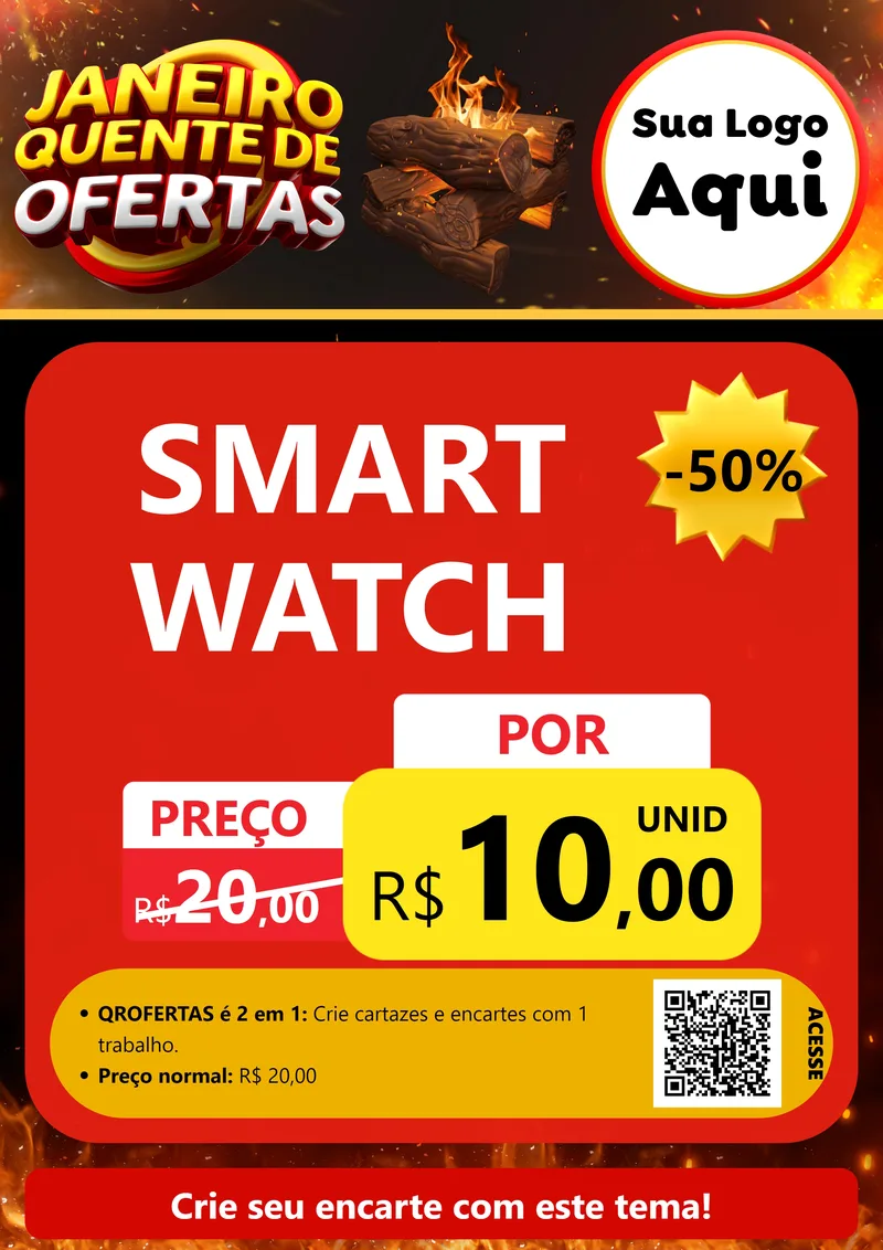 Modelo de Cartaz para Cartaz A4 Vertical com o tema Janeiro Quente de Ofertas para Informática