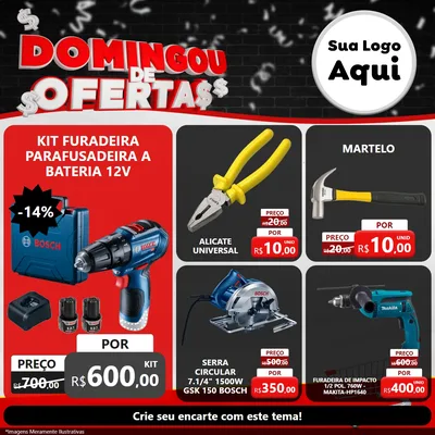 Modelo de Rede Social para Feed Facebook com o tema Domingou de Ofertas para Maquinas e Ferramentas