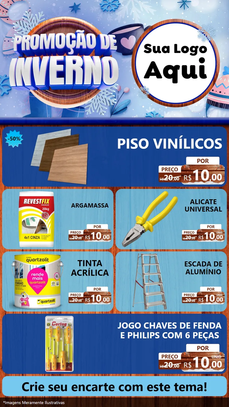 Modelo de TV para TV Vertical com o tema Promoção de Inverno para Material para Construção