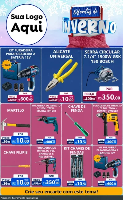 Modelo de Encarte para Encarte Grande com o tema Ofertas de Inverno para Maquinas e Ferramentas