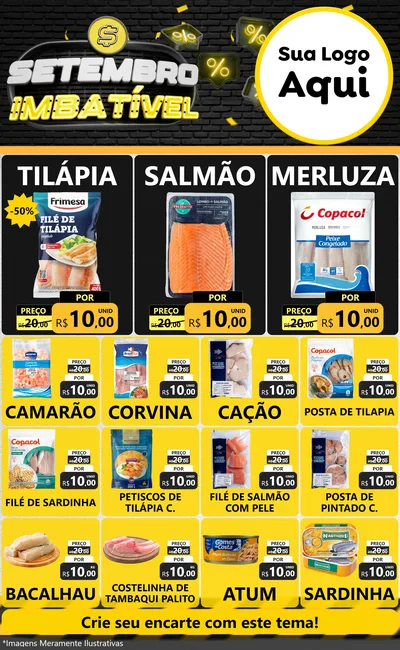 Modelo de Encarte para Encarte Grande com o tema Setembro Imbatível para Peixaria