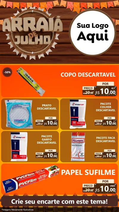 Modelo de TV para TV Vertical com o tema Arraiá de Julho - Junina para Embalagens