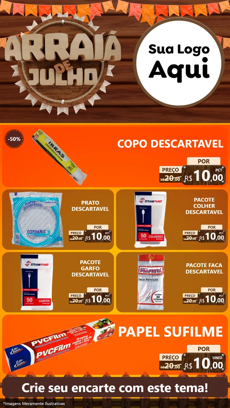 Modelo de TV para TV Vertical com o tema Arraiá de Julho - Junina para Embalagens