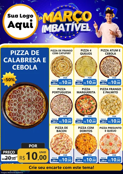 Modelo de Encarte para Encarte A4 Vertical com o tema Março Imbatível para Pizzaria