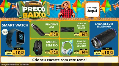 Modelo de TV para TV Horizontal com o tema Arraiá de Preço Baixo - Junina para Informática