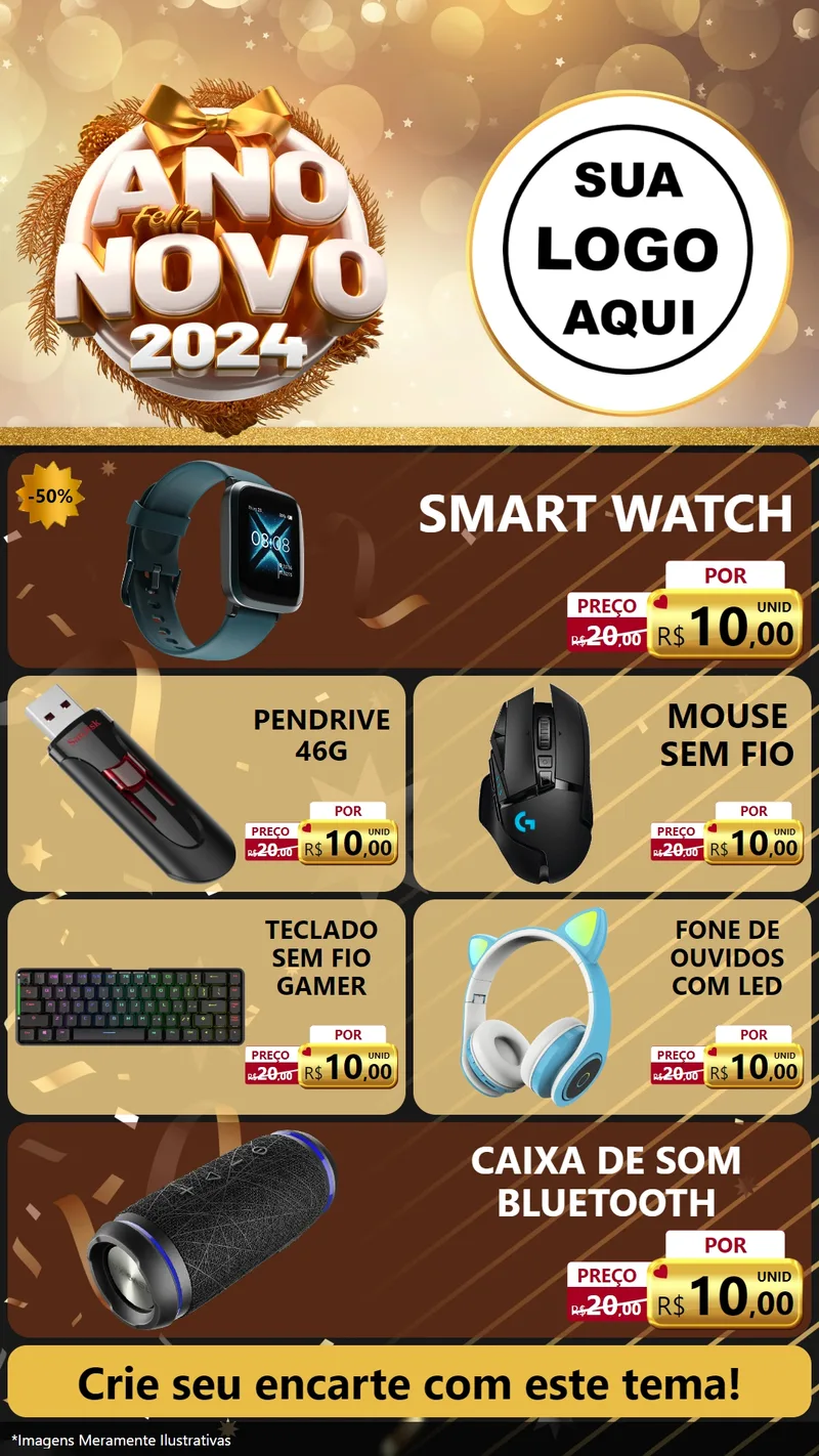 Modelo de TV para TV Vertical com o tema Feliz Ano Novo 2027 para Informática