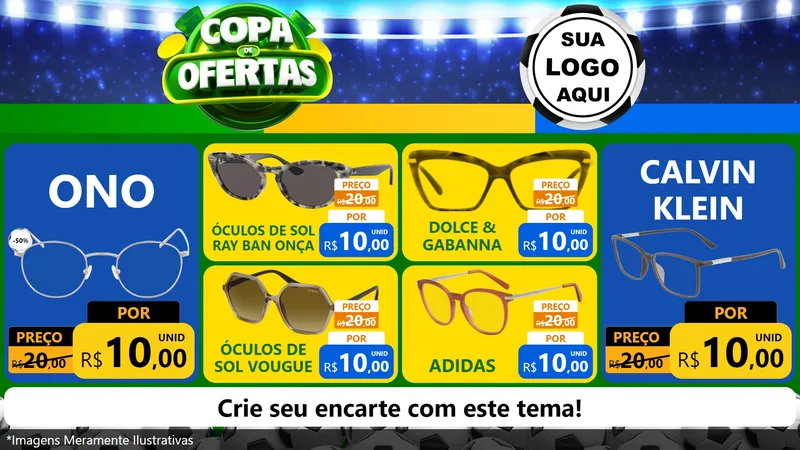 Modelo de TV para TV Horizontal com o tema Copa de Ofertas para Óticas