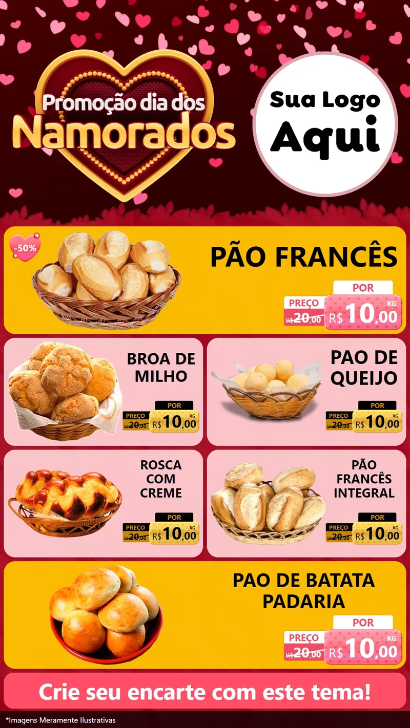 Modelo de TV para TV Vertical com o tema Promoção Dia Dos Namorados para Padaria