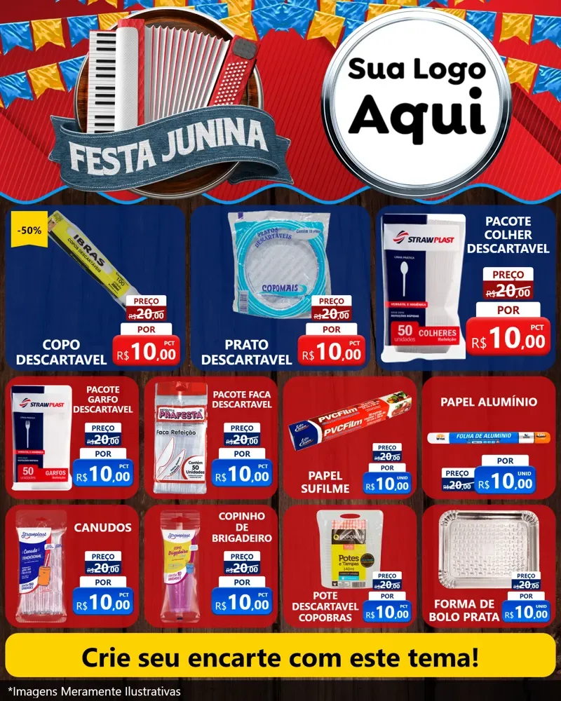 Modelo de Rede Social para Feed Instagram com o tema Festa Junina para Embalagens