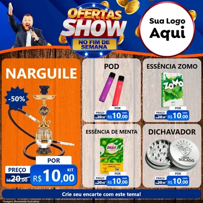 Modelo de Rede Social para Feed Facebook com o tema Ofertas Show No Fim De Semana para Tabacaria