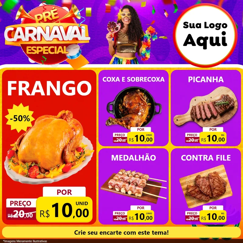 Modelo de Rede Social para Feed Facebook com o tema Pré-Carnaval Especial para Assados