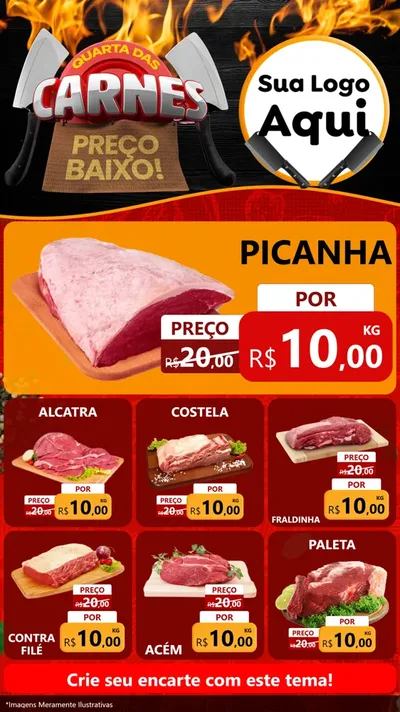 Modelo de Rede Social para Stories com o tema Quarta das Carnes para Açougue