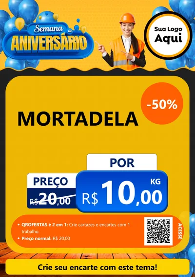 Modelo de Cartaz para Cartaz A4 Vertical com o tema Semana de Aniversário para Frios e Laticínios