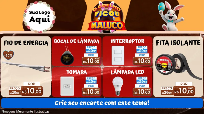 Modelo de TV para TV Horizontal com o tema O Coelho Ficou Maluco - Páscoa para Materiais Elétricos